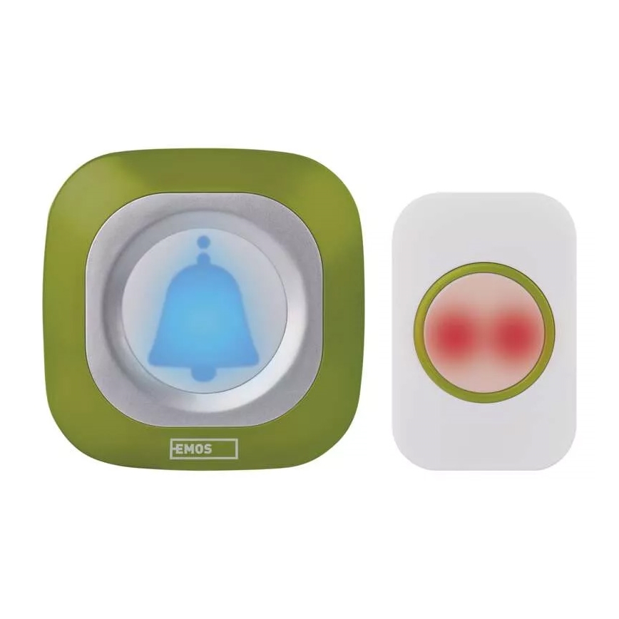 Безжичен звънец за контакт 230V + 1xCR2032 IP44 зелен