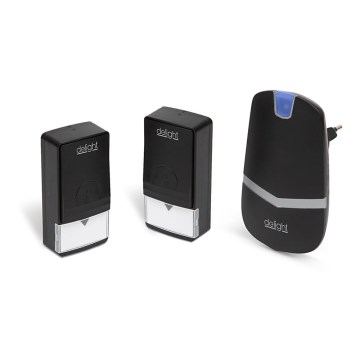 Безжичен звънец за контакт 230V + 2 бутона IP44 черен