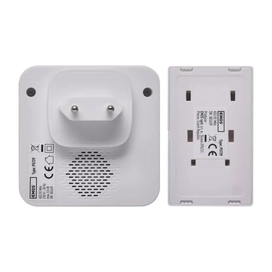 Безжичен звънец за контакт 230V IP44 бял