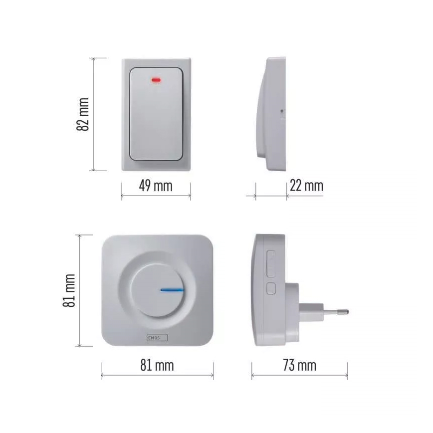 Безжичен звънец за контакт 230V IP44 бял
