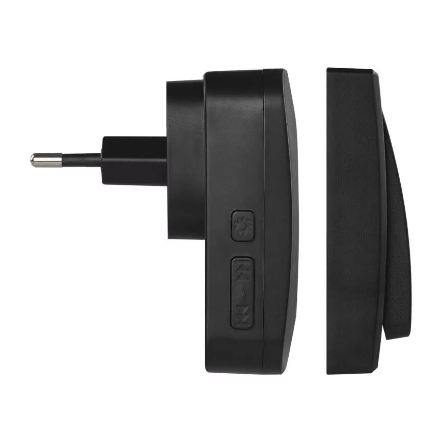 Безжичен звънец за контакт 230V IP44 черен