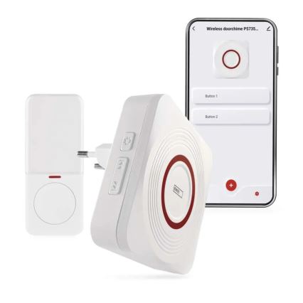 Безжичен звънец за контакт GoSmart 230V + 1xCR2032 бял Wi-Fi