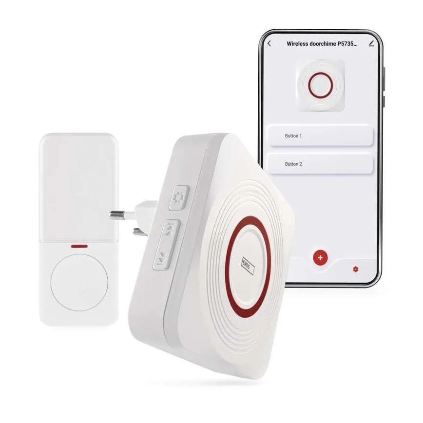 Безжичен звънец за контакт GoSmart 230V + 1xCR2032 бял Wi-Fi