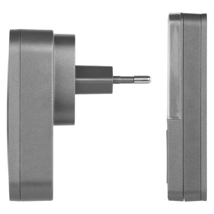 Безжичен звънец за контакт GoSmart 230V + 1xCR2032 сив Wi-Fi