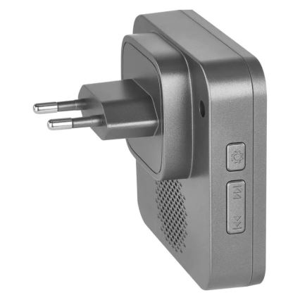 Безжичен звънец за контакт GoSmart 230V + 1xCR2032 сив Wi-Fi