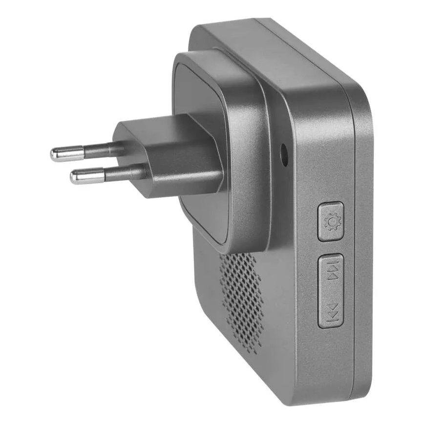 Безжичен звънец за контакт GoSmart 230V + 1xCR2032 сив Wi-Fi