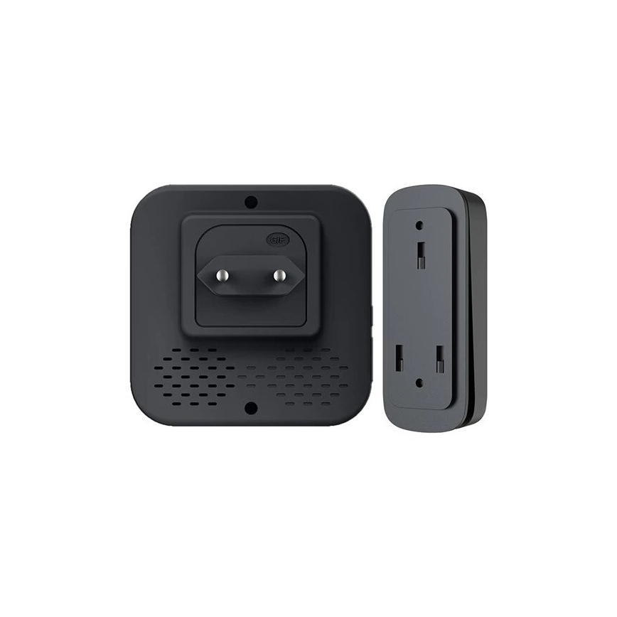 Безжичен звънец за контакт кинетичен 230V черен