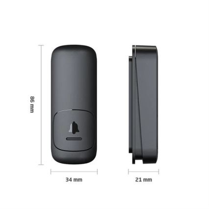 Безжичен звънец за контакт кинетичен 230V черен