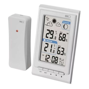 Безжична метеорологична станция с будилник 2xAAA + 2xAA бял