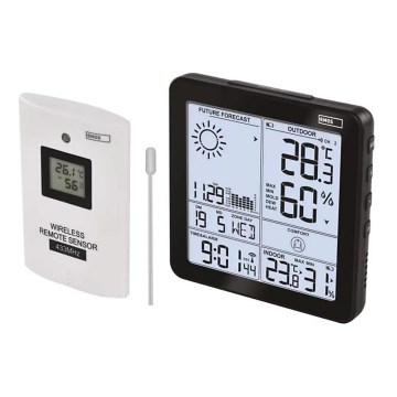 Безжична метеорологична станция с будилник 3xAA + 2xAAA черен