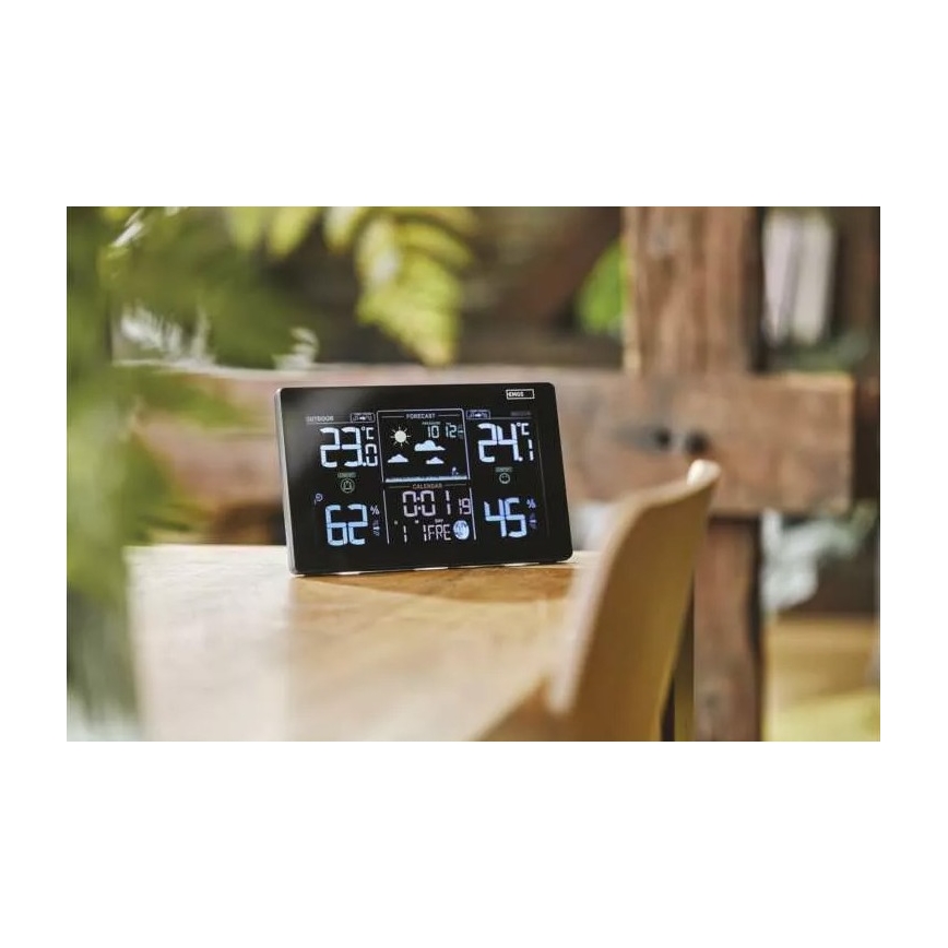 Безжична метеорологична станция с будилник 5V/3xAAA + 2xAAA черен