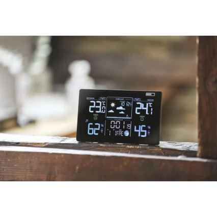 Безжична метеорологична станция с будилник 5V/3xAAA + 2xAAA черен