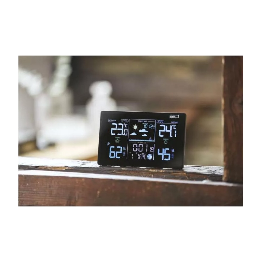 Безжична метеорологична станция с будилник 5V/3xAAA + 2xAAA черен