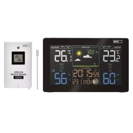 Безжична метеорологична станция с будилник 5V/3xAAA + 2xAAA черен