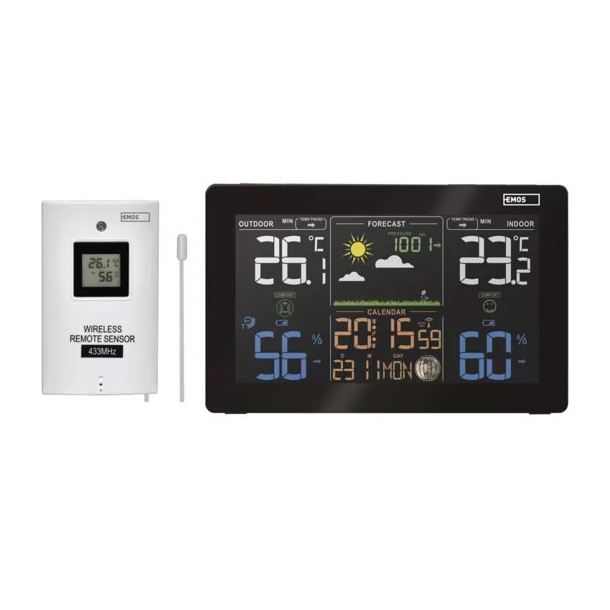 Безжична метеорологична станция с будилник 5V/3xAAA + 2xAAA черен