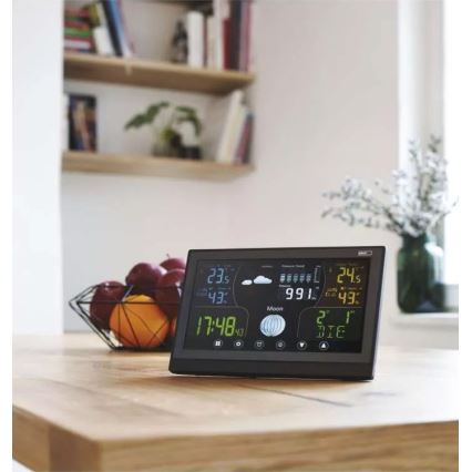 Безжична метеорологична станция с будилник 3xAAA/5V + 2xAAA черен