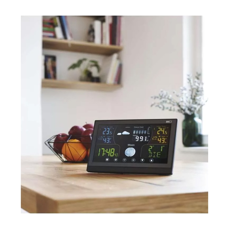 Безжична метеорологична станция с будилник 3xAAA/5V + 2xAAA черен