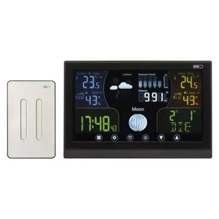 Безжична метеорологична станция с будилник 3xAAA/5V + 2xAAA черен