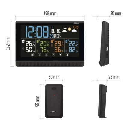 Безжична метеостанция с три сензора 5V/3xAAA + 2xAAA