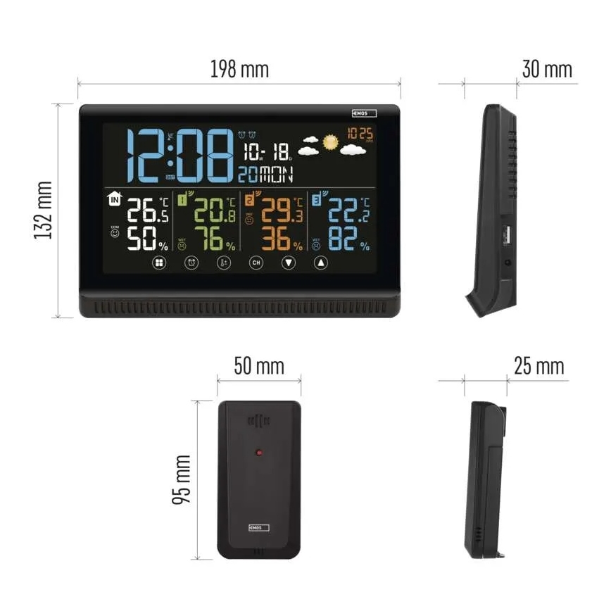 Безжична метеостанция с три сензора 5V/3xAAA + 2xAAA