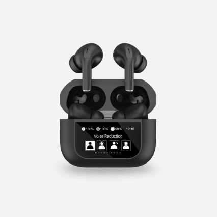 Безжични слушалки с LCD дисплей 300 mAh + 2x 30 mAh черни