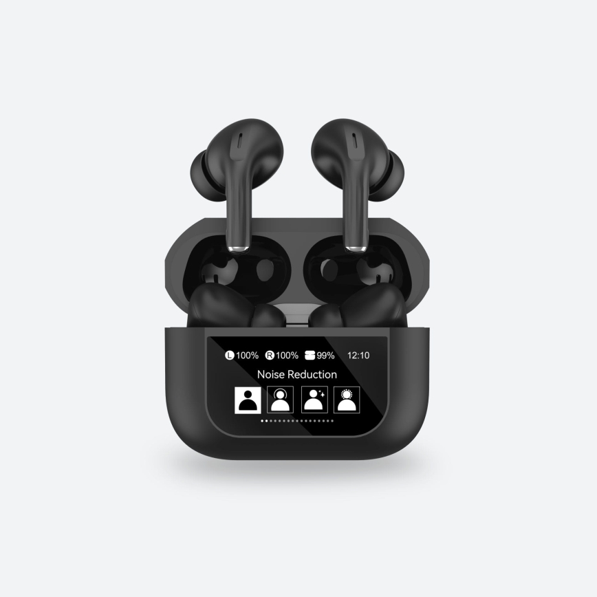 Безжични слушалки с LCD дисплей 300 mAh + 2x 30 mAh черни