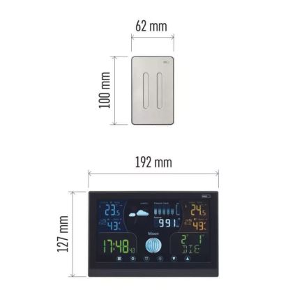 Безжична метеорологична станция с будилник 3xAAA/5V + 2xAAA черен