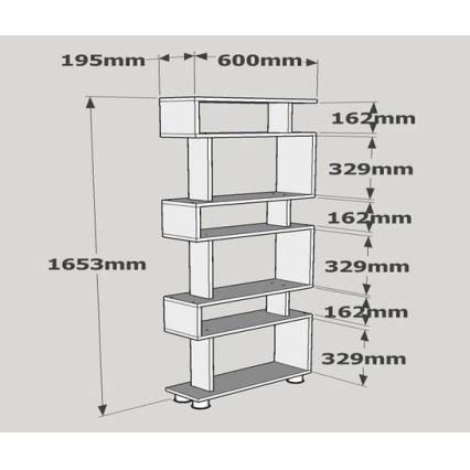 Библиотека BLOK 165x60 cм бяла/кафява