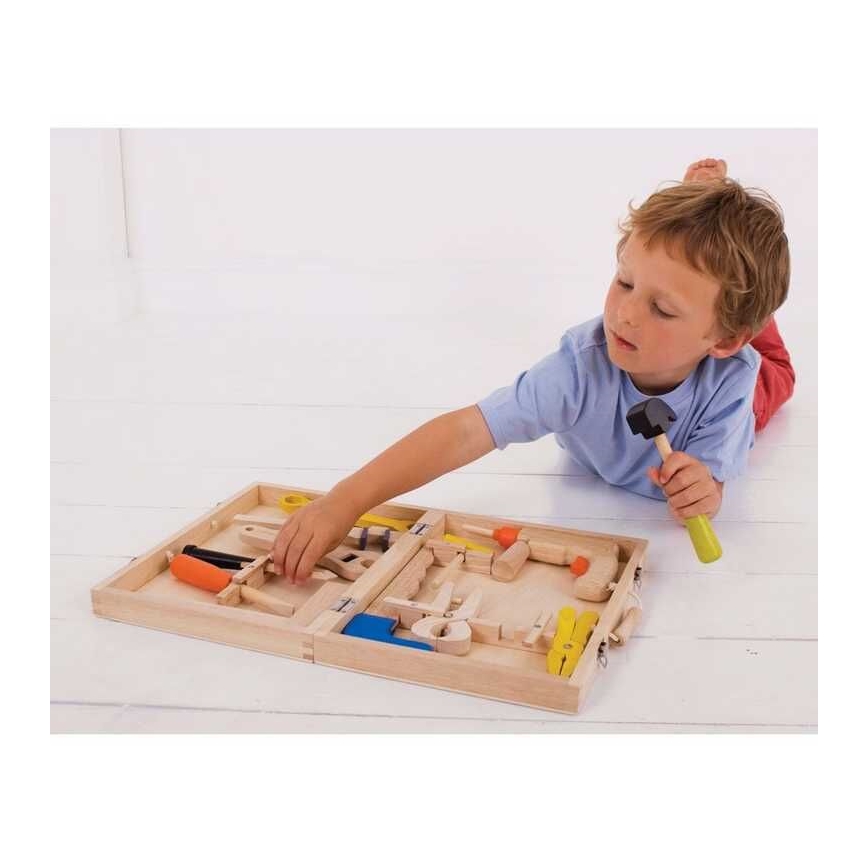 Bigjigs Toys - Дървен сандък с инструменти
