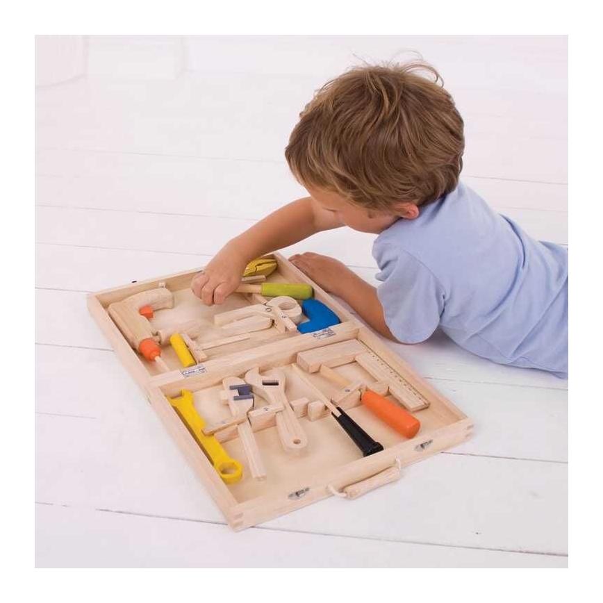 Bigjigs Toys - Дървен сандък с инструменти