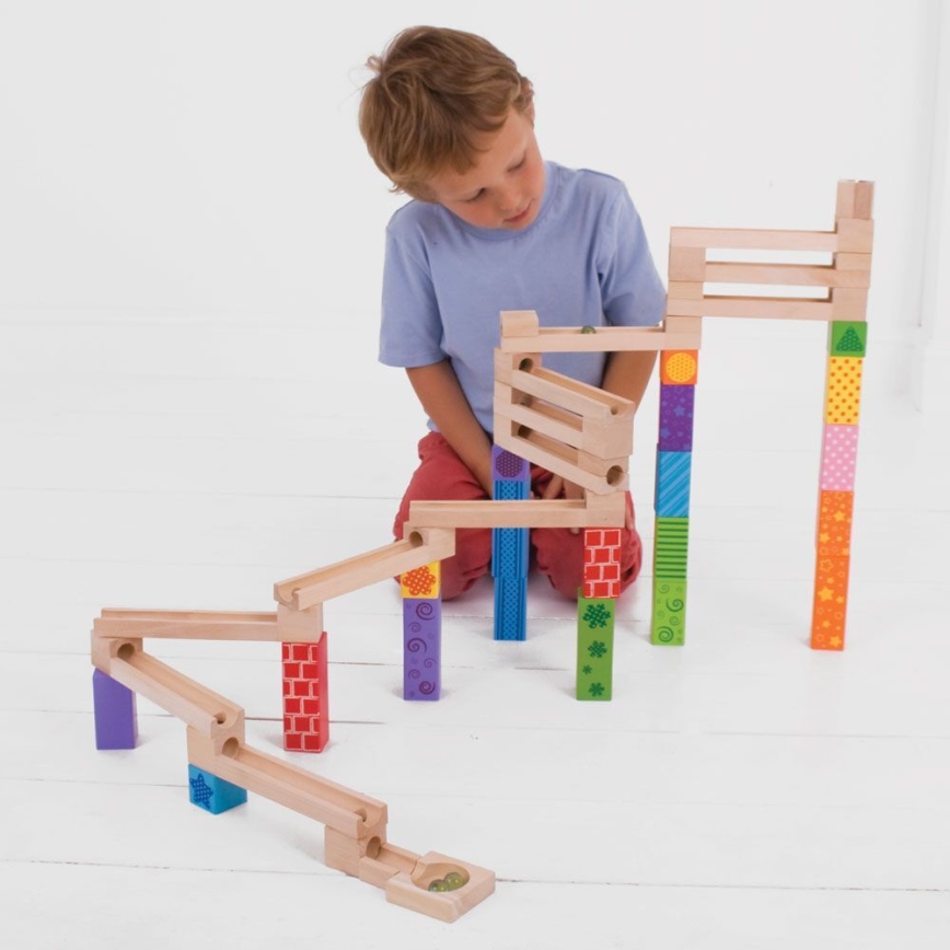 Bigjigs Toys - Дървена писта цветен