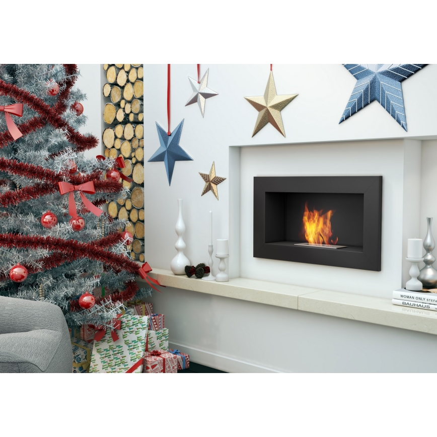 Kratki - Вграден био камина 37,4x64,8 см 1kW черен