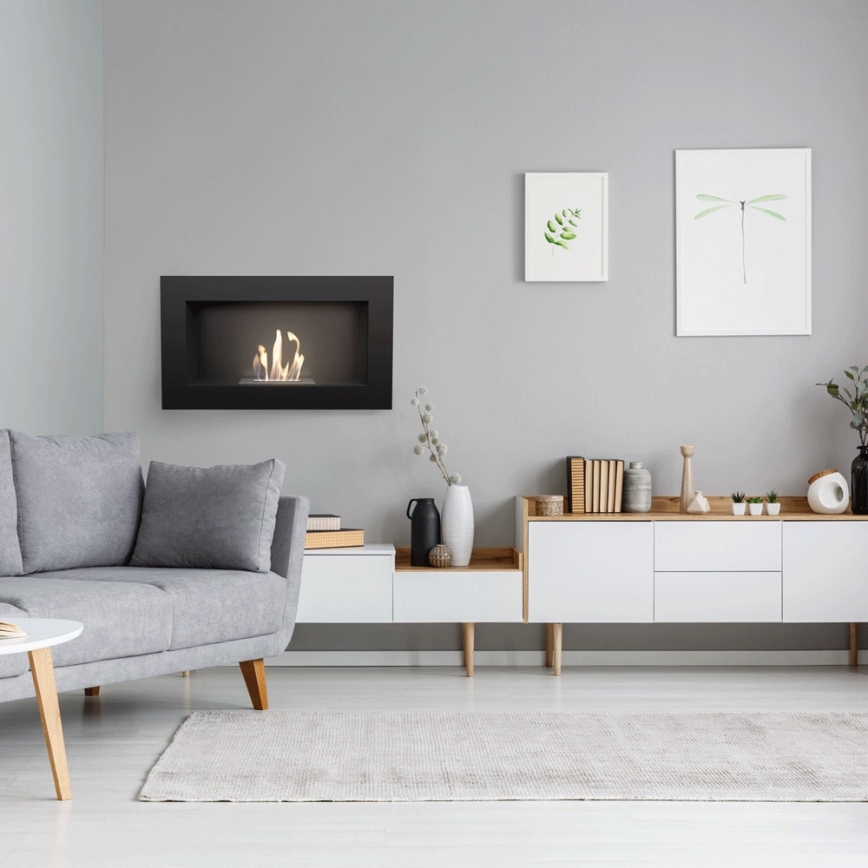 Kratki - Вграден био камина 37,4x64,8 см 1kW черен