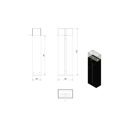 Kratki - БИО камина 113,6x35,9 см 2kW черна