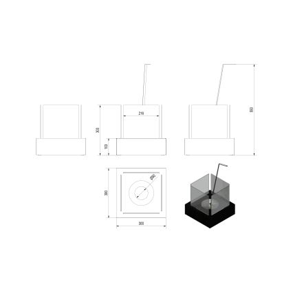 Kratki - БИО камина 30,3x30 см 1kW бял