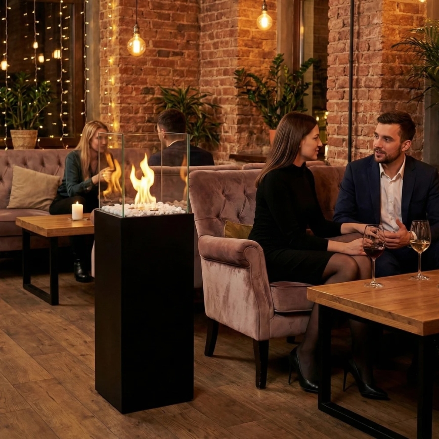 Биокамин ALICANTE 26,5x80,5 cm 2kW черен + защитен калъф