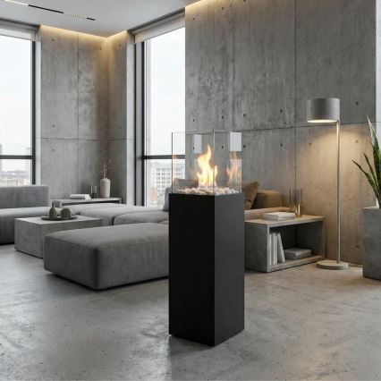 Биокамин ALICANTE 26,5x80,5 cm 2kW черен + защитен калъф