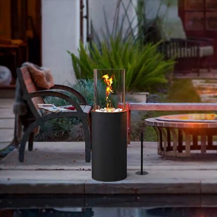 Биокамина ROMA 26,5x80,5 см 2 kW черна + защитен капак
