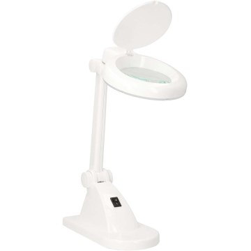 Бяла LED настолна лампа с лупа LED/6W/230V