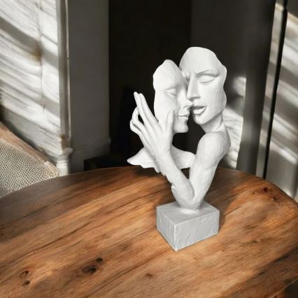 Бяла настолна декорация от смола, 29 x 9 x 17 см