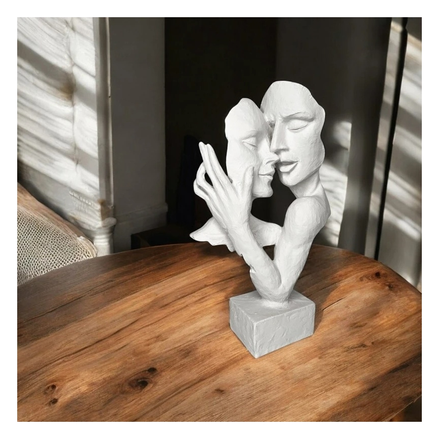 Бяла настолна декорация от смола, 29 x 9 x 17 см