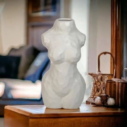 Бяла керамична ваза, 30 см