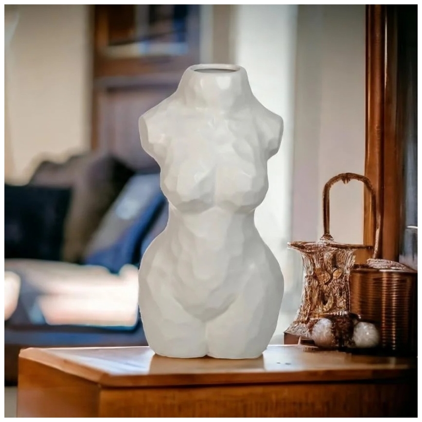 Бяла керамична ваза, 30 см