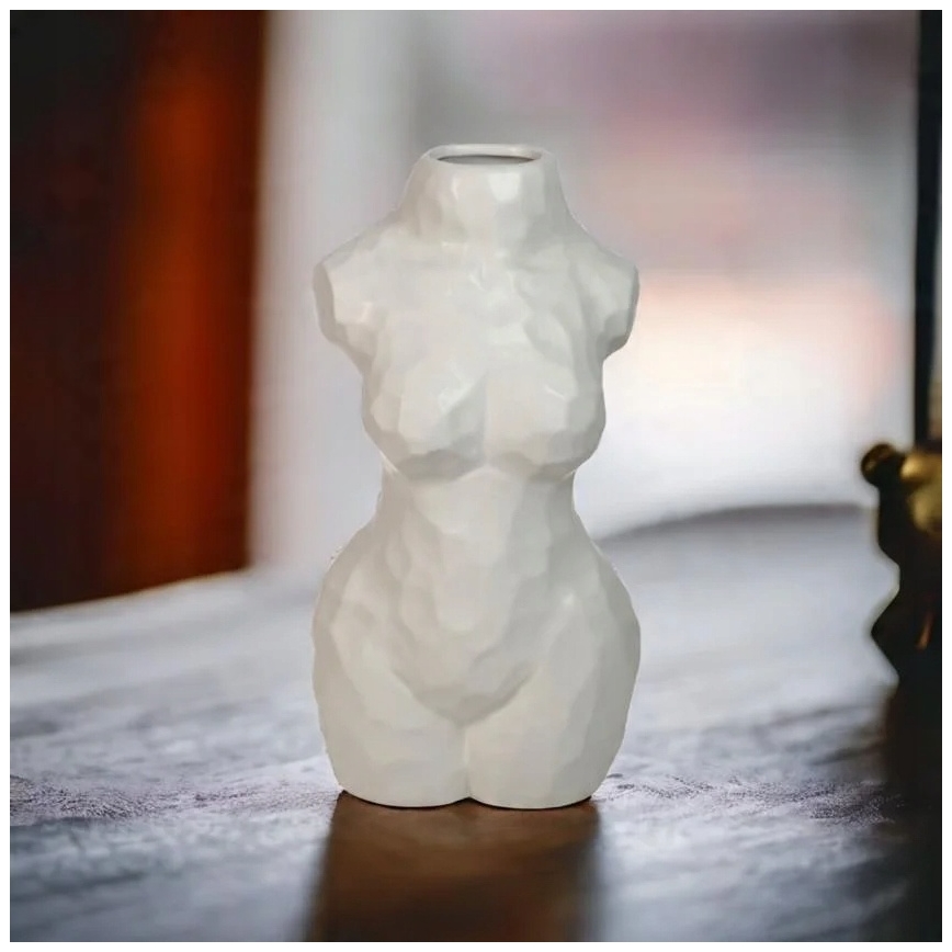 Бяла керамична ваза, 30 см