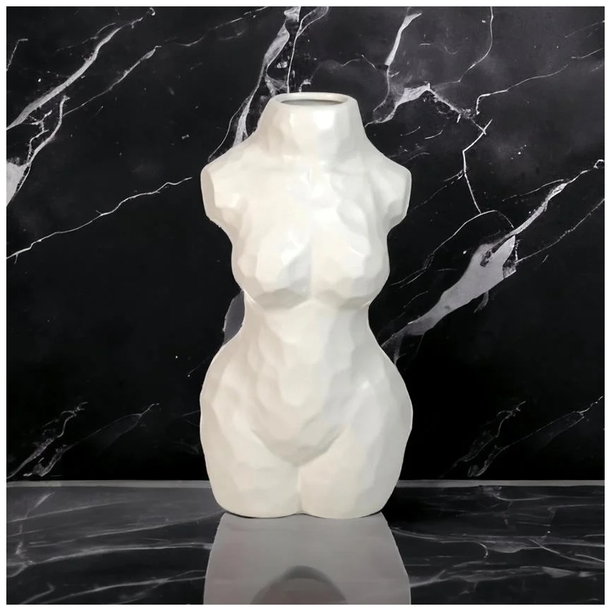 Бяла керамична ваза, 30 см