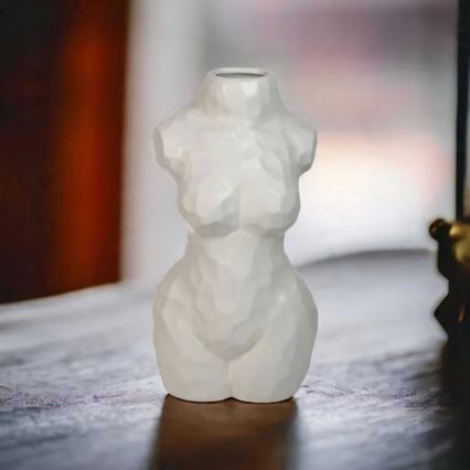 Бяла керамична ваза, 30 см
