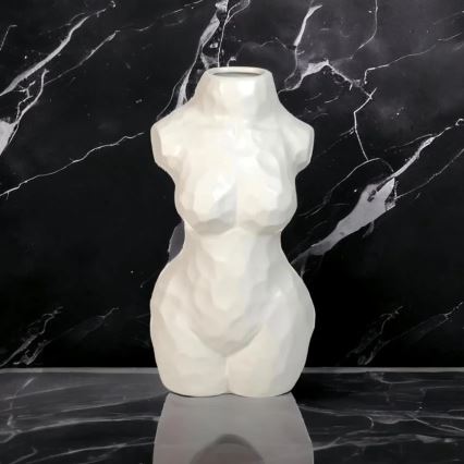 Бяла керамична ваза, 30 см