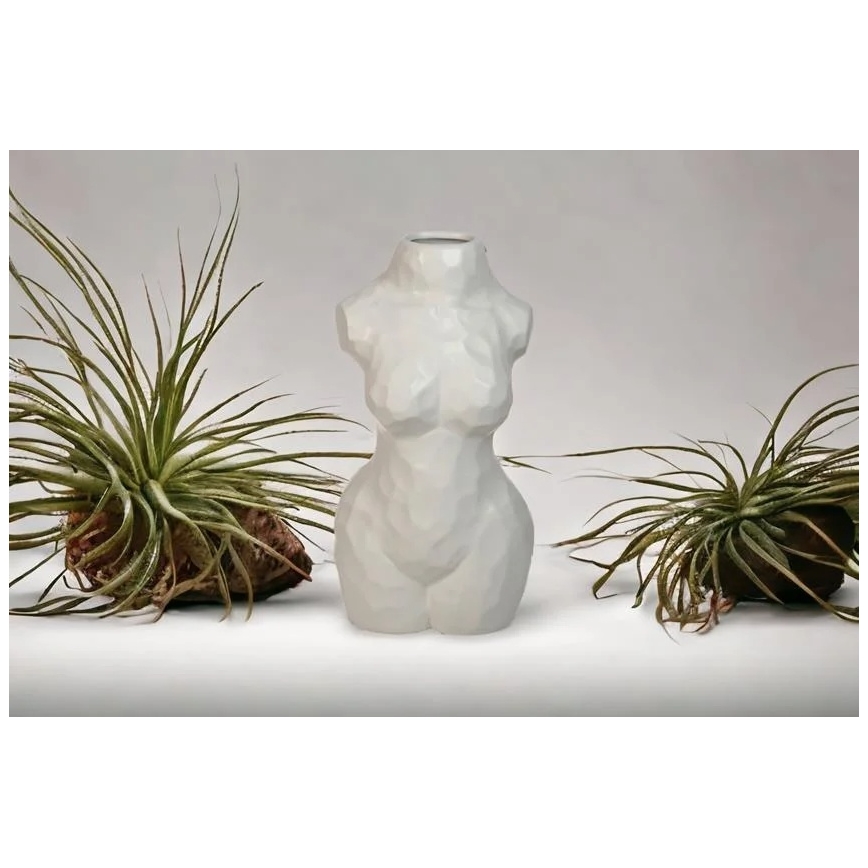 Бяла керамична ваза, 30 см