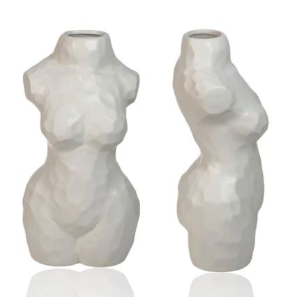 Бяла керамична ваза, 30 см