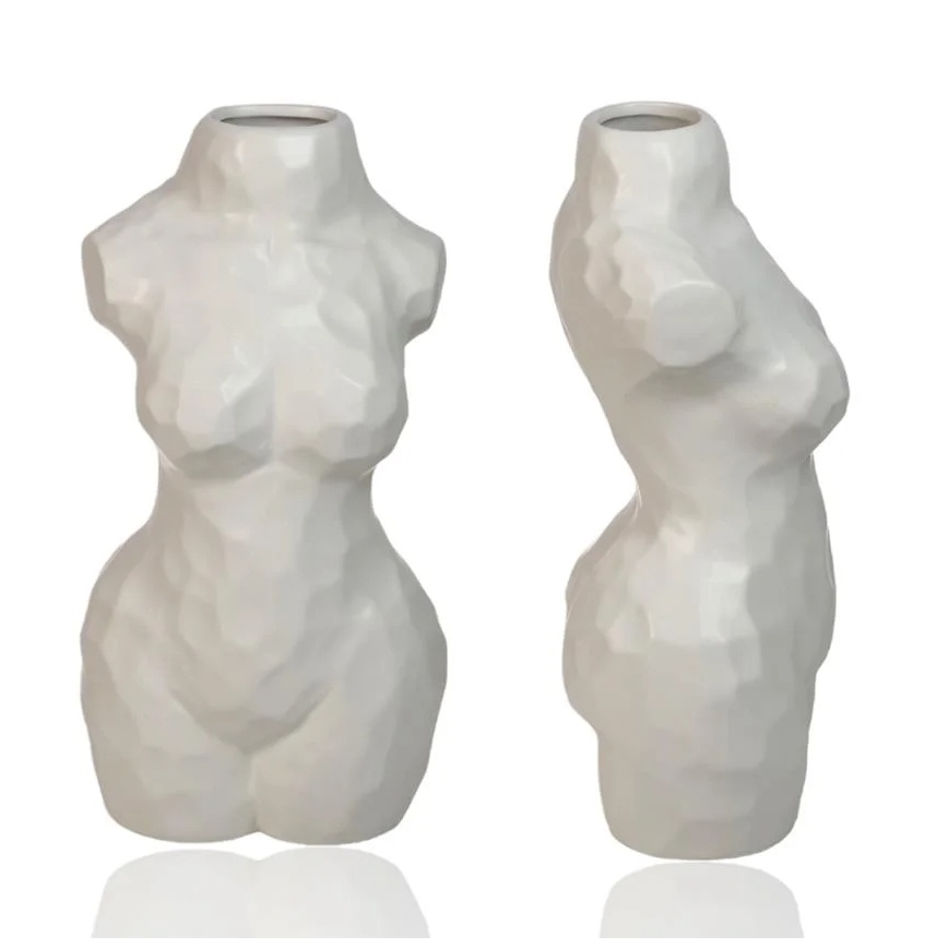 Бяла керамична ваза, 30 см